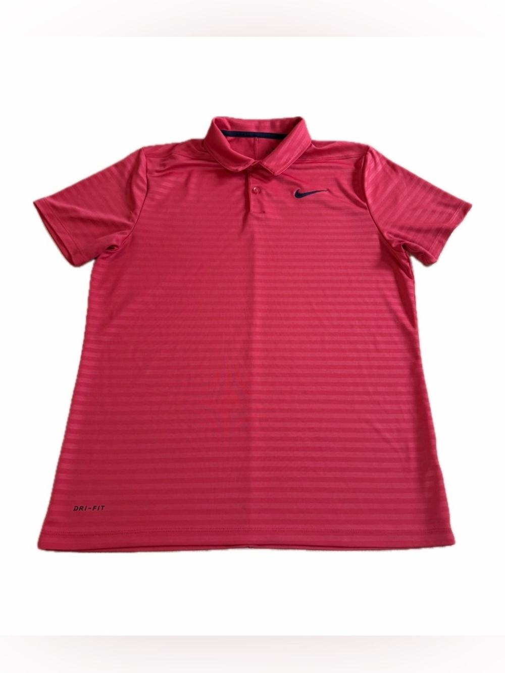 Nike Golf Dri-FIT Red Striped Short Sleeve Polo Shirt Men's Size M Activewear